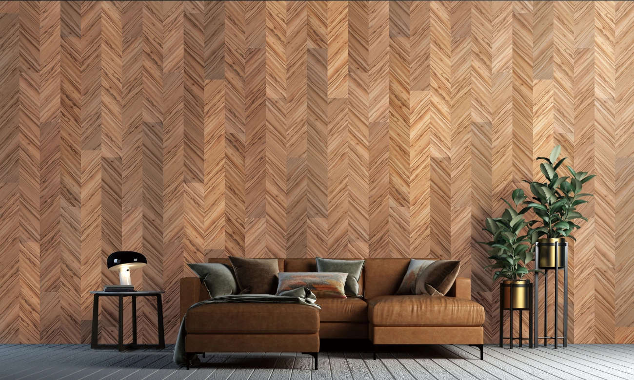 Non-combustible wall material using Satin Wallnut